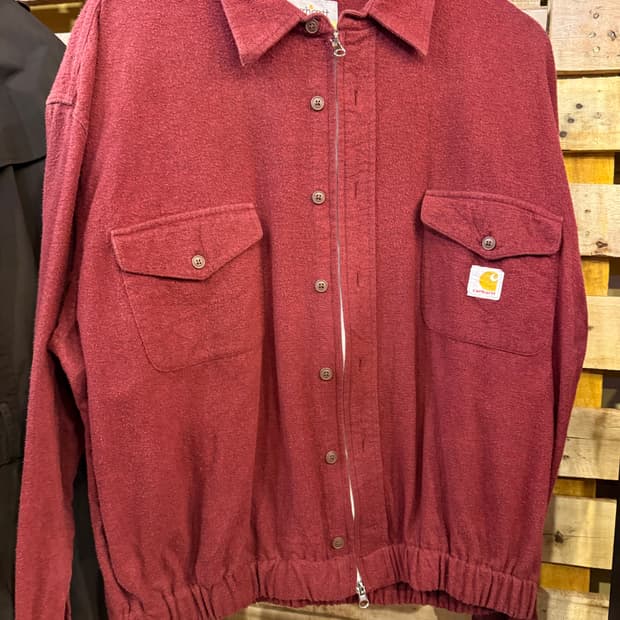 칼하트 버건디 리메이크 크롭 셔츠 자켓 XL