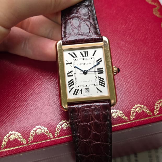 레어] 까르띠에 탱크솔로 XL Ref.3799 18k 올금통 로만 블루핸