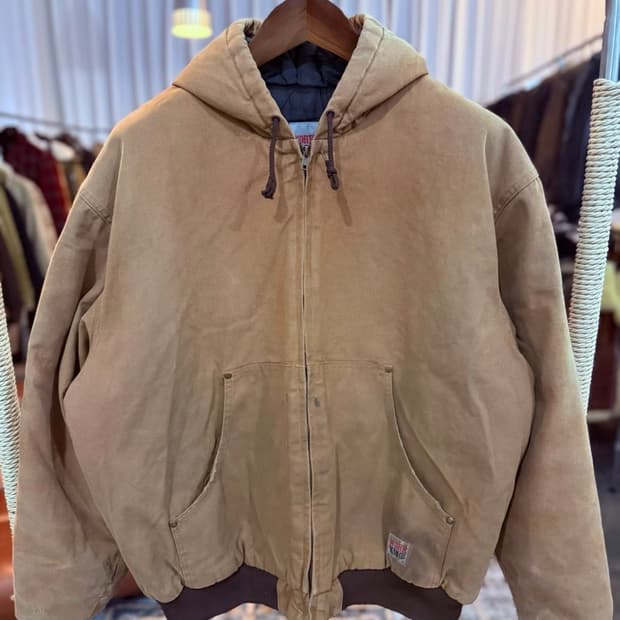Vintage 90s 아메리칸 워크웨어 카키 후드 자켓
