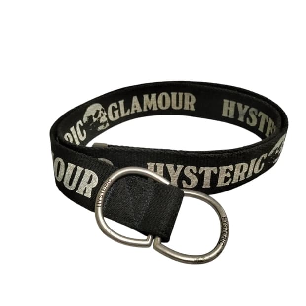 히스테릭 글래머 블랙 스컬 로고 더블 링 벨트