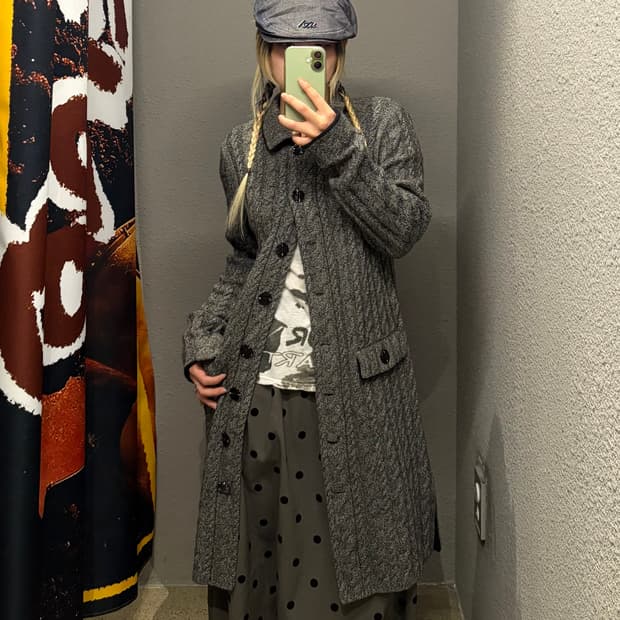 빈티지 케이블 롱 가디건