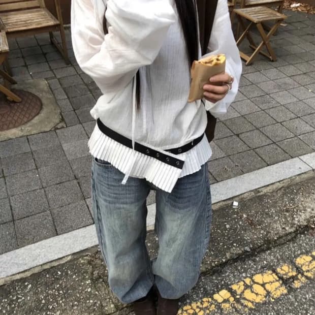 튜프티 misty washed balloon denim S