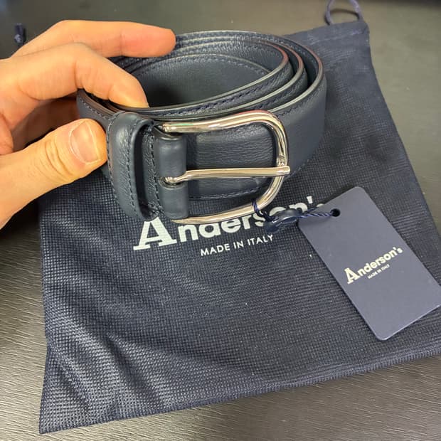 (새상품) Anderson's 앤더슨즈 레더 네이비 벨트