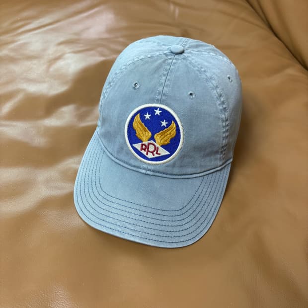 RRL 더블알엘 랄프로렌 폴로 윙로고 6패널 볼캡 모자 미드나잇 블루