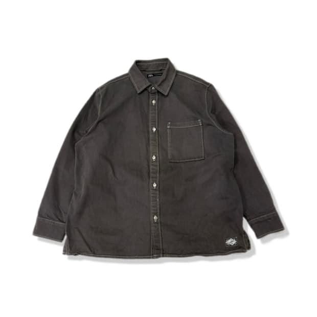 zara stitched denim shirt 