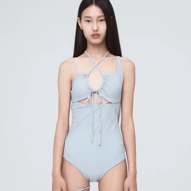 MULTIWAY STRAP SWIM SUIT LIGHT GRAY