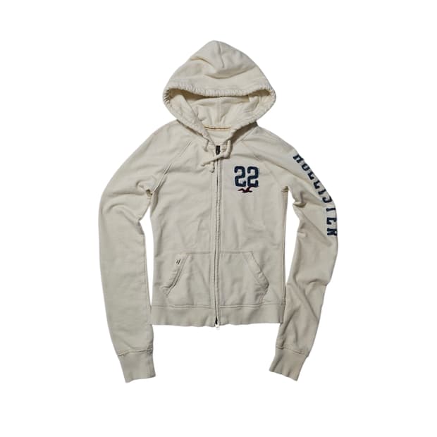 홀리스터 화이트 딱붙핏 스펠아웃 암로고 S 후드집업