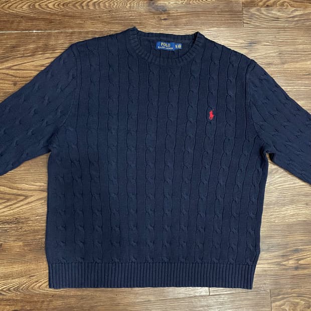 폴로 랄프로렌 네이비 케이블 코튼 니트 스웨터