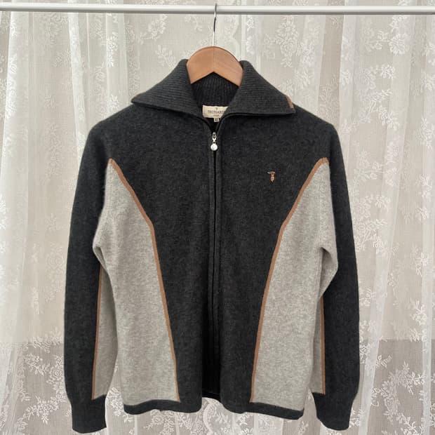 95) 트루사르디 골프 캐시미어 니트 집업 그레이