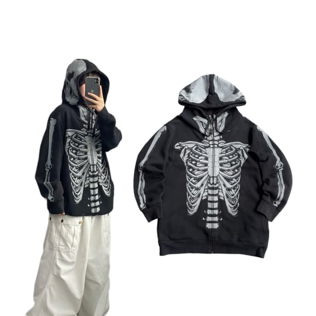 글래드뉴스 제팬 펑크 스컬 해골 풀오버 후드집업