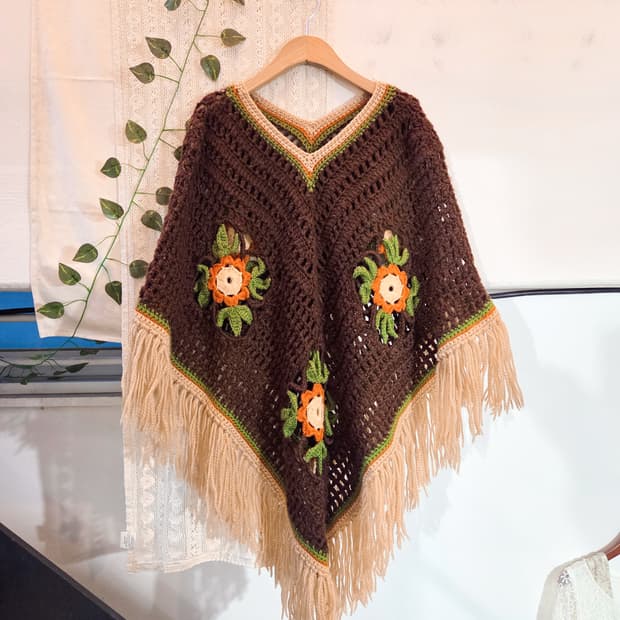 히피 에스닉 판쵸 니트