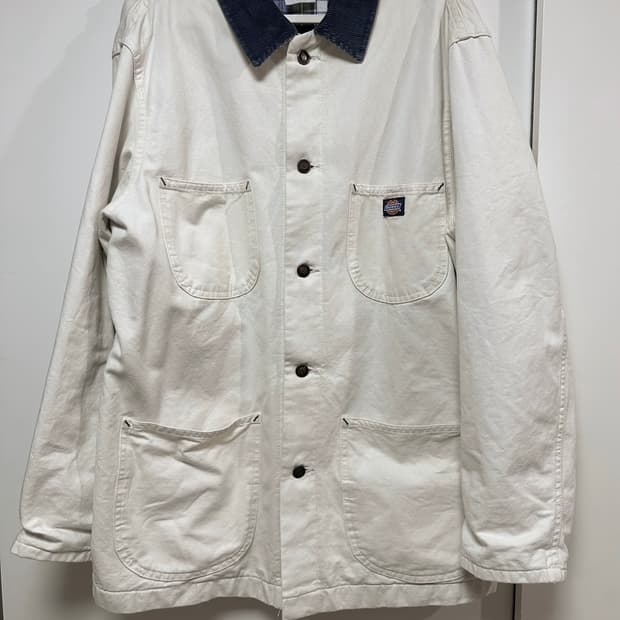 디키즈 화이트 코듀로이 카라 워크 자켓