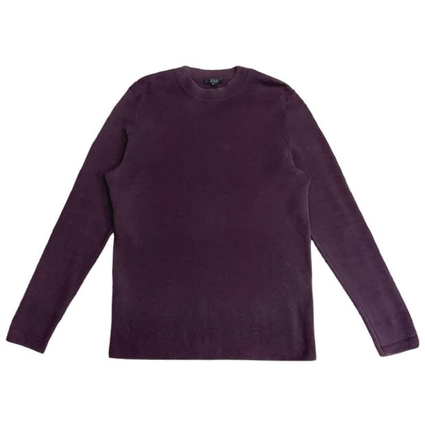 COS 버건디 코튼 라운드넥 긴팔티 M