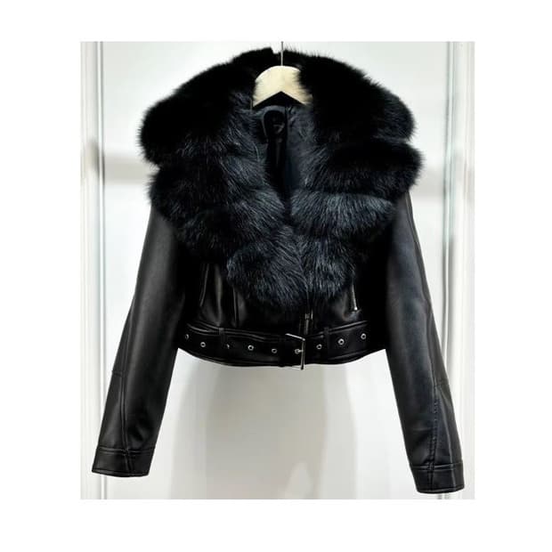 리얼 폭스퍼카라 가죽 라이더 자켓 (새상품)