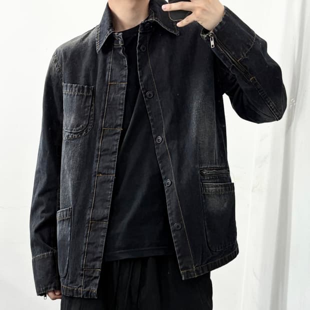 Fuck Jeans 흑청 데님 자켓