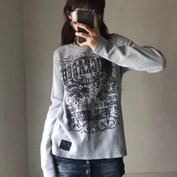 버커루 y2k 와플 롱슬리브 니트