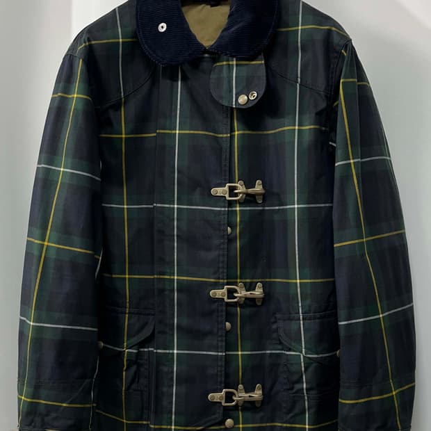 폴로 랄프로렌 왁스드 블랙와치 파이어맨 카코트 자켓