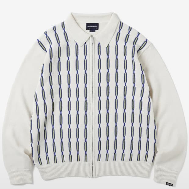 디스이즈네버댓 Chain Zip Up Polo Off White