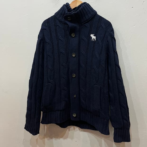 아베크롬비 케이블 양털 니트집업 네이비 XL