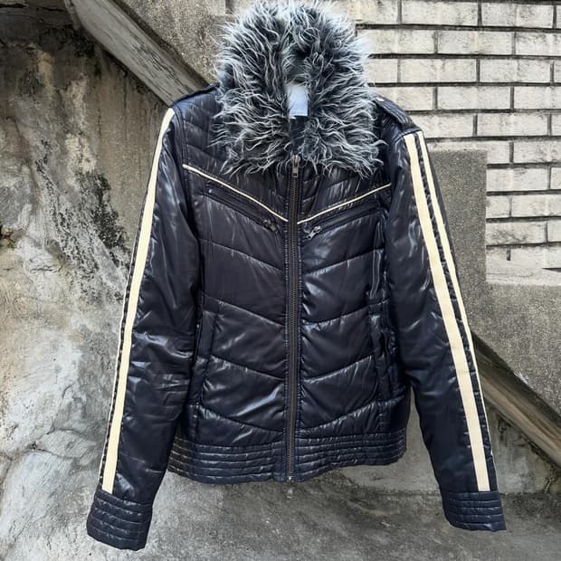 00s shaggy fur padded jacket