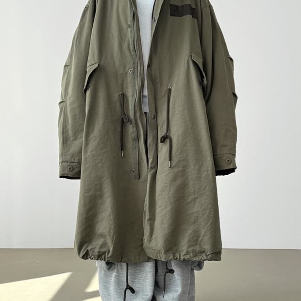 로컬맨션 야상 카키 안감O 오버핏 사파리 롱 자켓