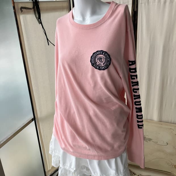 아베크롬비 핑크 패치 긴팔 1383 모리걸 일본빈티지