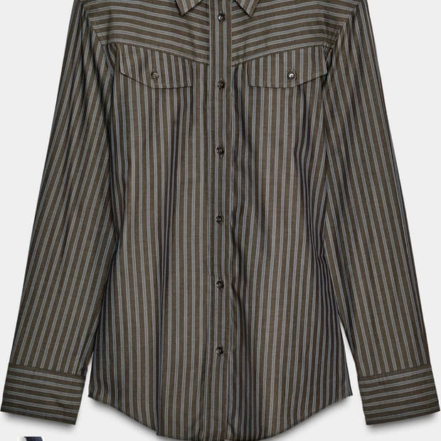 자라 스트라이프 포플린 셔츠 L