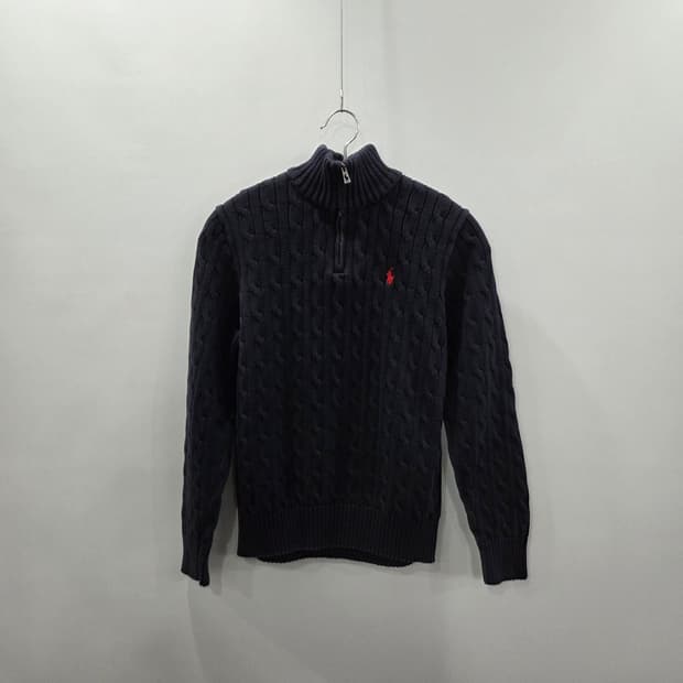 폴로랄프로렌 보이즈 풀오버 하프집업 케이블 니트 네이비 L/14/16