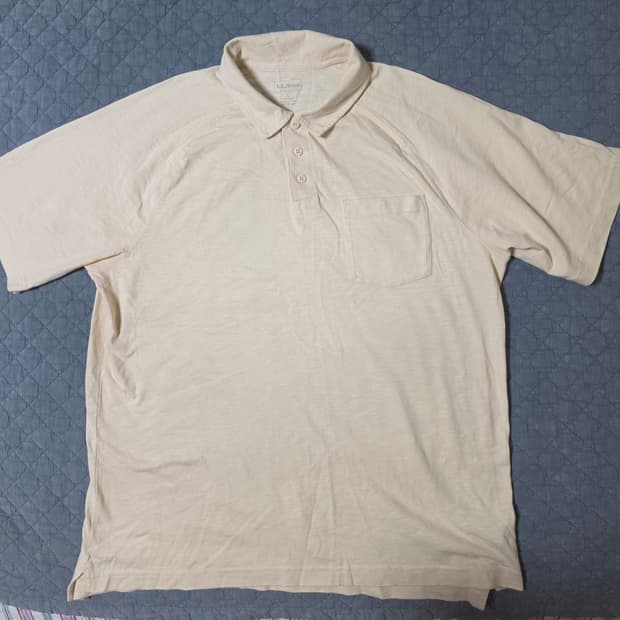 L.L.Bean(엘엘빈) 아이보리 반팔 카라티 L