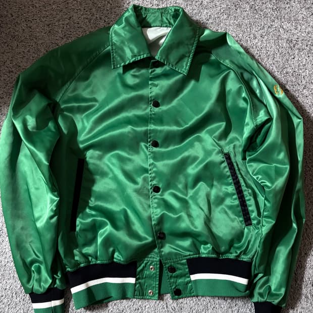 그린 새틴 코치자켓