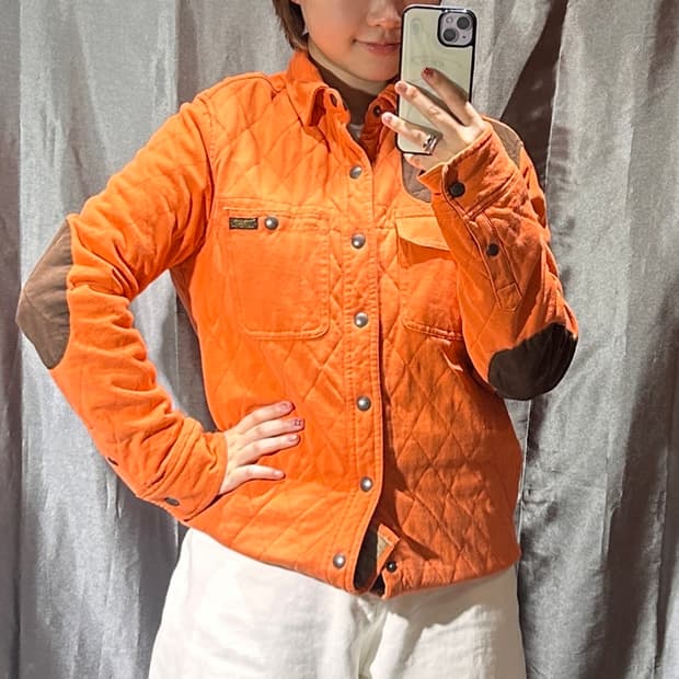 S 폴로랄프로렌 투포켓 퀼팅 패치 오렌지 자켓