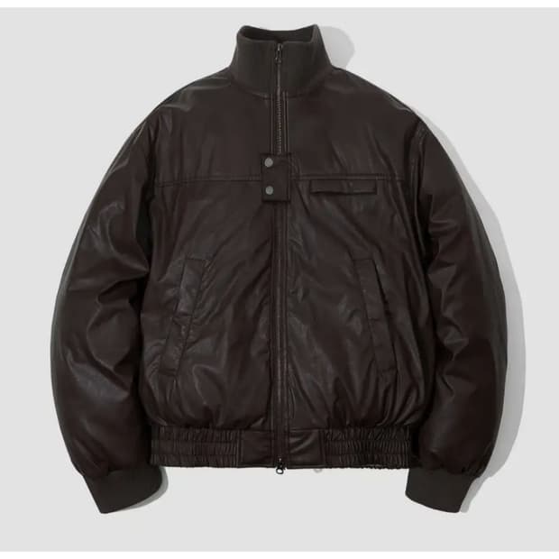 세컨모놀로그 레더 터틀넥 봄버 푸퍼 패딩 L