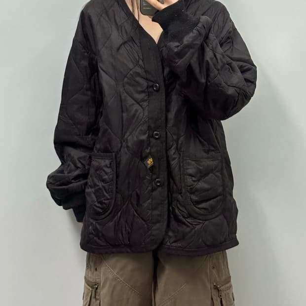 꼼데가르송 x 알파인더스트리 블랙 퀼팅 라이너 자켓