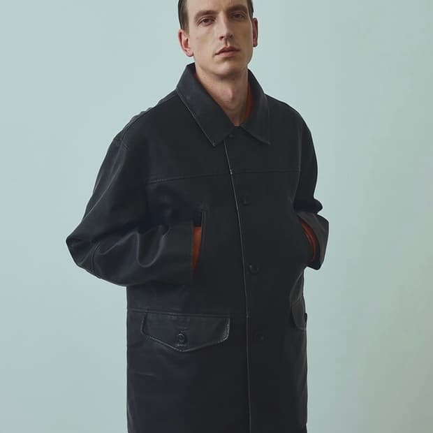 유니폼브릿지 vegan leather car coat black wash