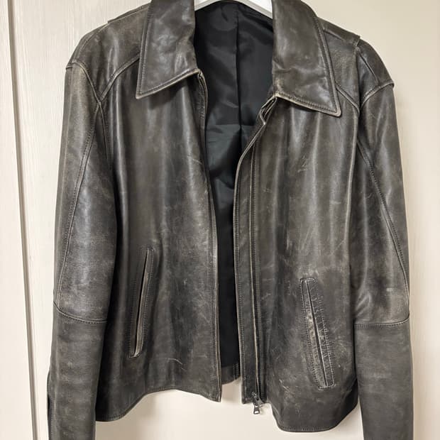 쿠어 네추럴 필링 풀업 가죽 자켓 (블랙) L