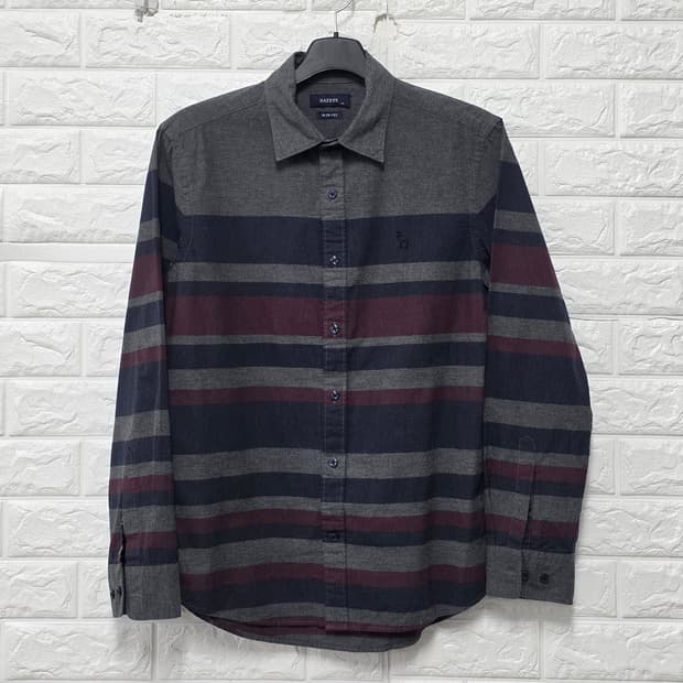 헤지스 남성 슬림핏 스트라이프 셔츠 100