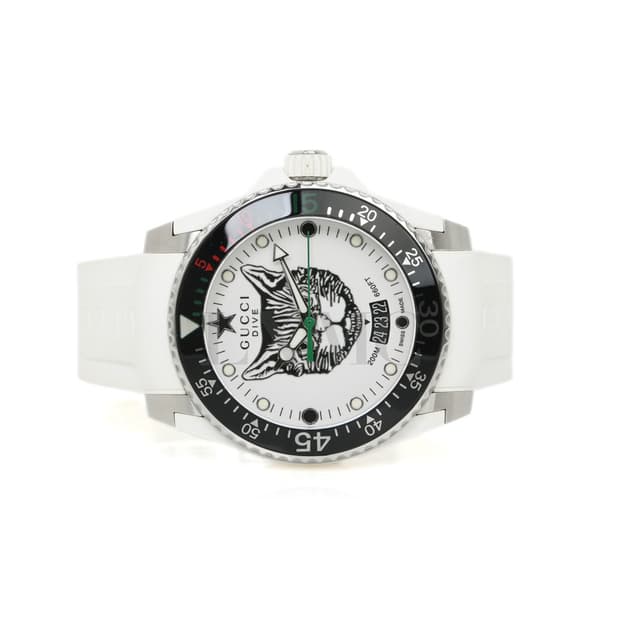 구찌 다이브 시계 고양이 캣 화이트 워치 DIVE YA136329