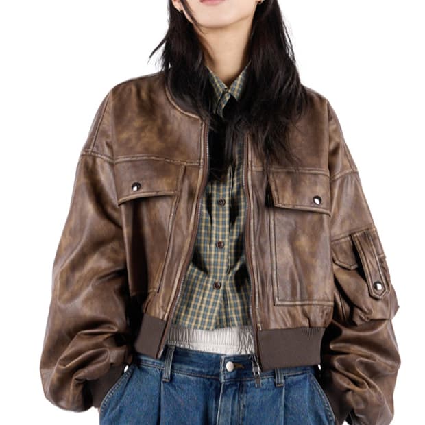 릿킴 봄버레더재킷 브라운