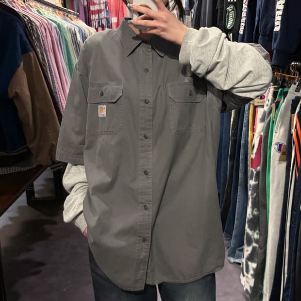 [IM] Carhartt 칼하트 투포켓 반팔 셔츠 그레이