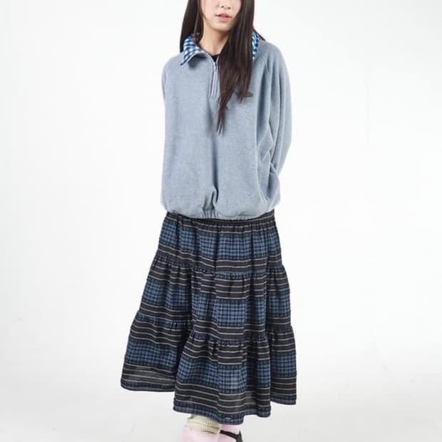 무음 투웨이 버튼 셔링 스커트