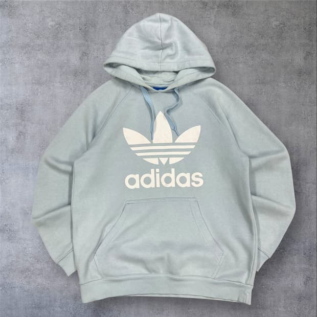 아디다스 스카이 컬러 빅로고 후드티