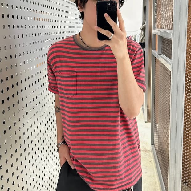 해칭룸 Stripe Pocket Tee Red 3사이즈