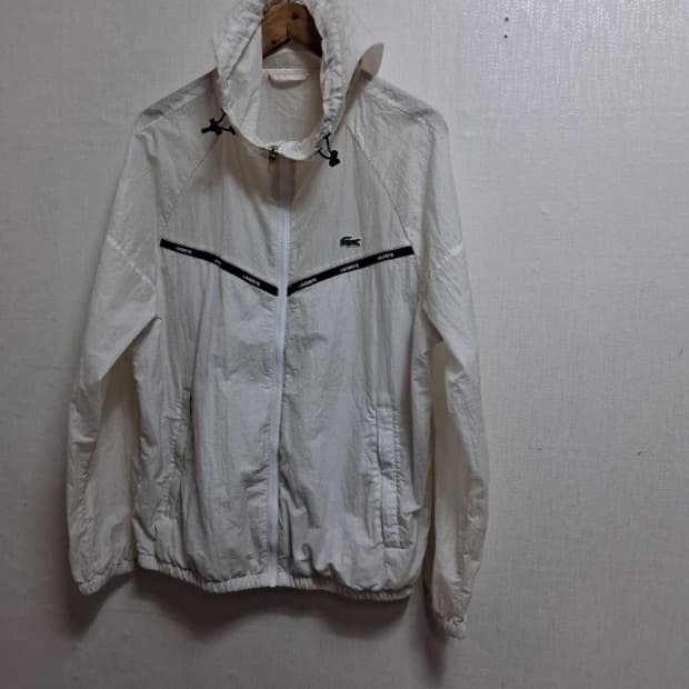 라코스테 아이보리 바람막이 후드점퍼 남성 L