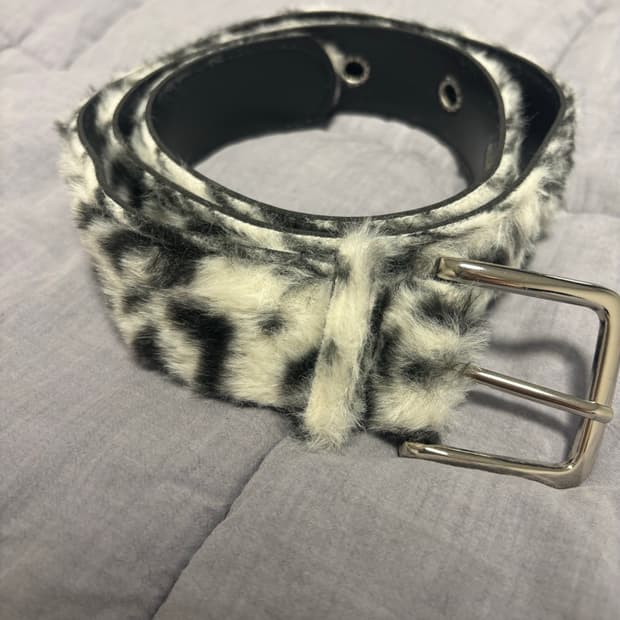 빈티지 화이트 레오파드 호피벨트