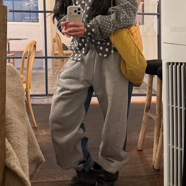 마지셔우드 RE-WORK SWEAT DENIM PANTS_grey