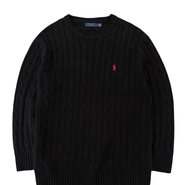 폴로 꽈배기 니트 블랙 (L)