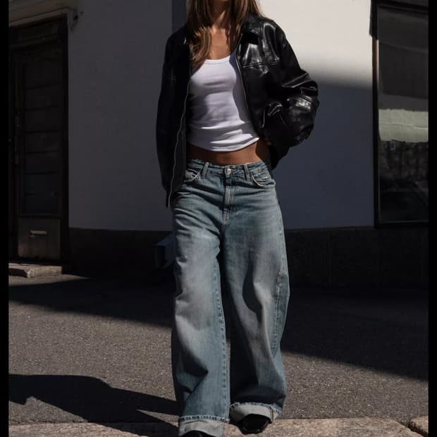 zara JEANS TRF BAGGY FOLDED 미드라이즈