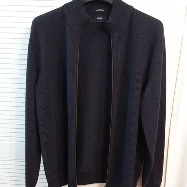 휴고보스 남성 메리노 울 니트 집업 100