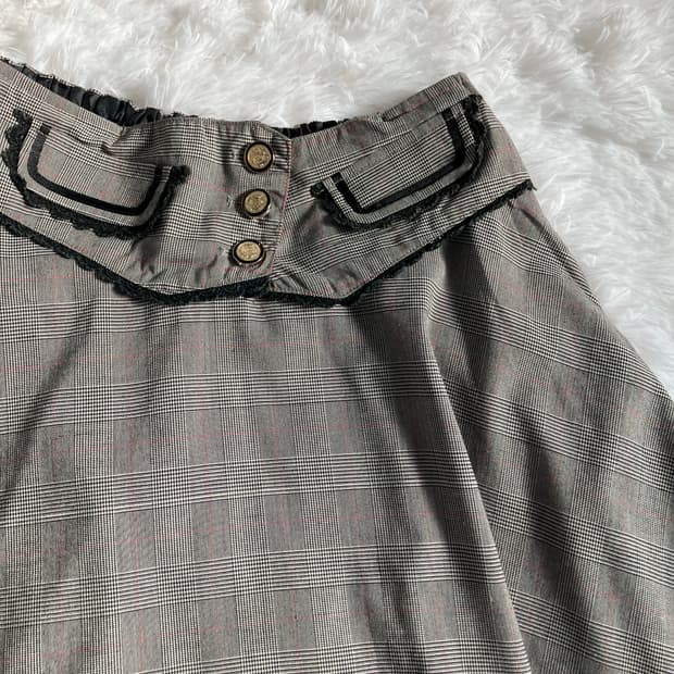 빈티지 액시스팜 체크 레이스 스커트 y2k 스트릿 갸루 펑키 일본빈티지7