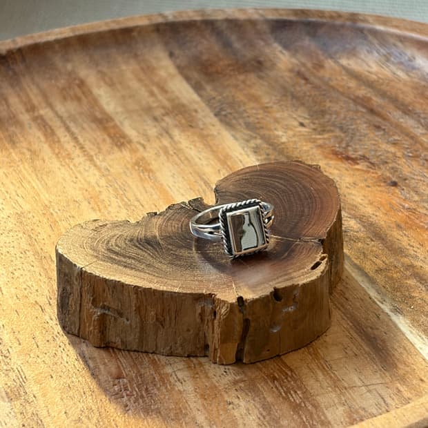 ✦ Silver 925 내추럴 스톤 스퀘어 링